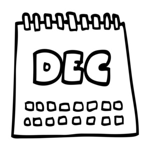 线条绘制卡通日历显示月份12月