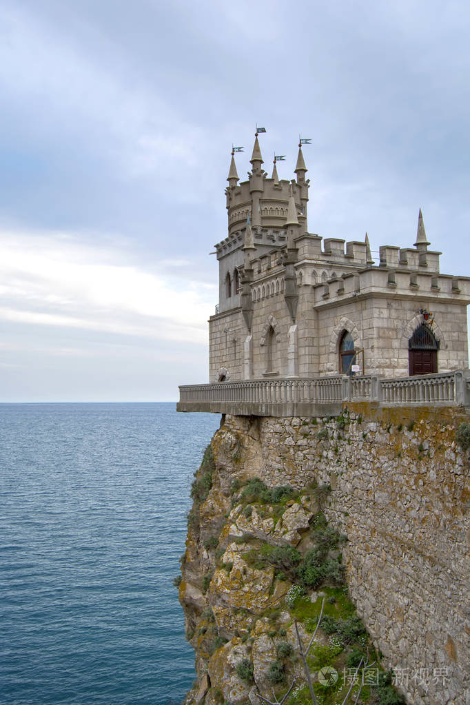 在雅尔塔附近的知名城堡的燕巢.克里米亚半岛