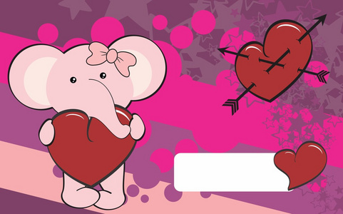 大象的女孩卡通爱的心背景图片