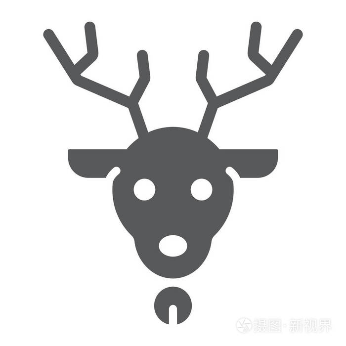 圣诞节鹿字形图标, 圣诞节和驯鹿, 鲁道夫符号, 矢量图形, 在白色背景