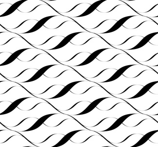 黑色和白色无缝模式扭曲线条样式，抽象