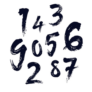 元素 集十个数字形式为零到九, 画笔数字设计