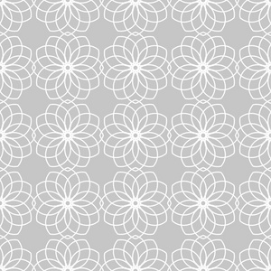 灰色和白色的几何打印。网络纺织品和墙纸无缝模式