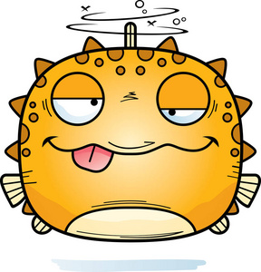 看上去醉醺醺的河豚的卡通插图照片