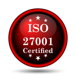 Iso 27001 图标。白色背景上的互联网按钮