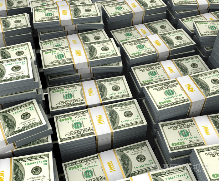 美元堆栈在白色背景的插图