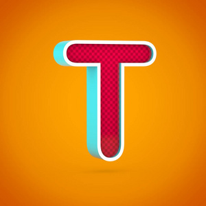 3d 渲染红色字体, 在热橙色背景下隔离碳纤维纹理照片