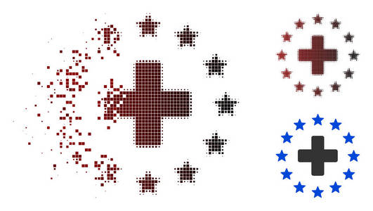 尘埃像素半色调欧元医学图标