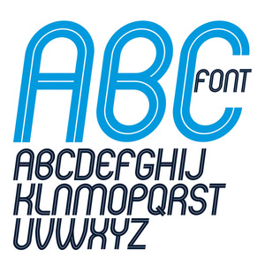 一组矢量大写圆形精致英文字母以白线制作的公关业务标志创建