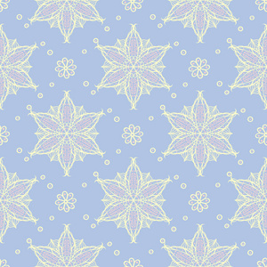 淡蓝色无缝背景。墙纸纺织品和织物的花卉图案