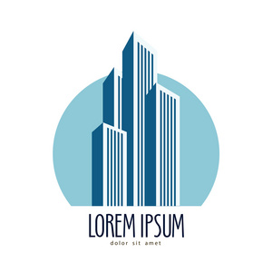 摩天大楼或施工图标照片