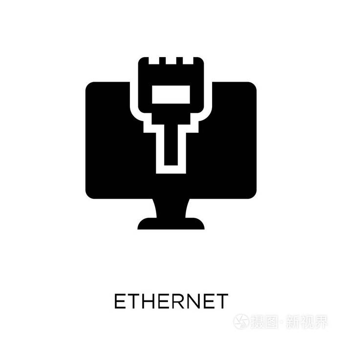 从网络集合的以太网符号设计.简单的元素向量例证在白色背景