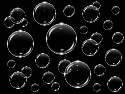 黑色肥皂黑色背景上的逼真白色透明肥皂气泡照片