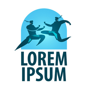 泰国拳击矢量 logo 设计模板.踢拳道或体育图标照片