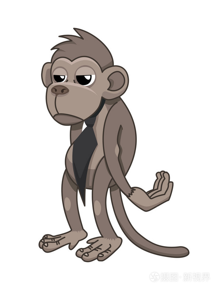 在一条领带的悲伤猴子