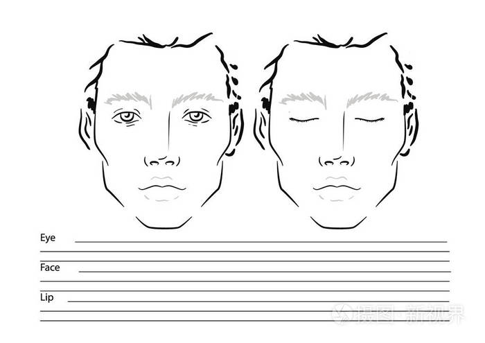 人脸图表化妆师空白.模板插图