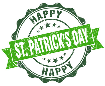 快乐 st Patrick 情人节绿色老式密封上白色孤立