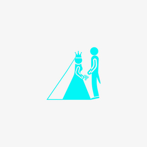 新娘和新郎的简约向量图标站在一起