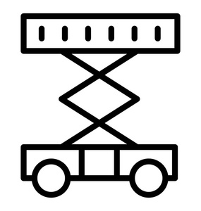 用于起重货物和负载的剪刀式升降机剪刀式升降机的字形矢量图标汽车在