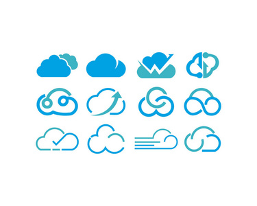 云形状设计矢量集。数据技术图标包
