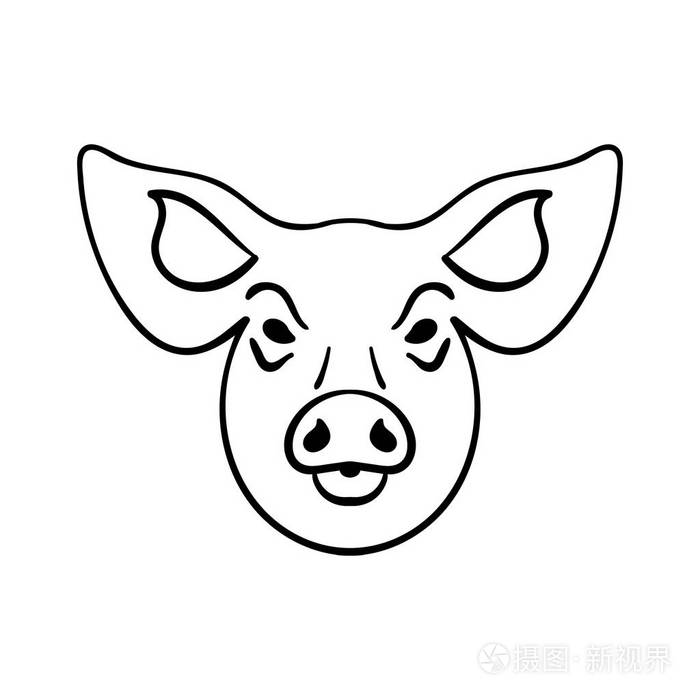 插画 猪头, 隔离在白色背景上.向量例证.eps