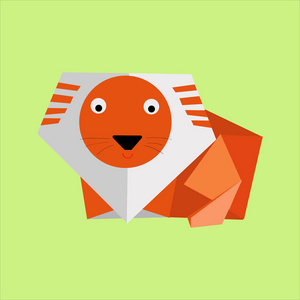 折纸橙纸狮子