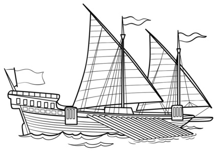 插图和元素的设计壁纸帆船矢量标志图标海盗游艇卡通锚航海墙纸插图