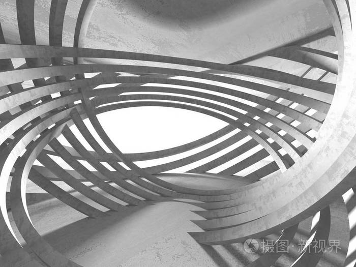 抽象几何混凝土建筑背景.3d 渲染图