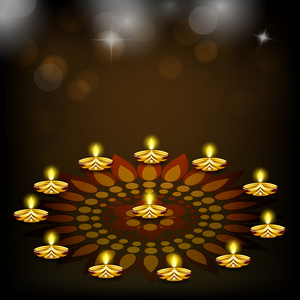 排灯节快乐，节日灯庆典背景在印度