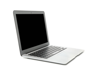 白色背景的空白屏幕的笔记本电脑。现代技术