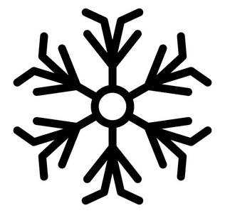 冬季主题雪花的线条图标, 装饰雪花