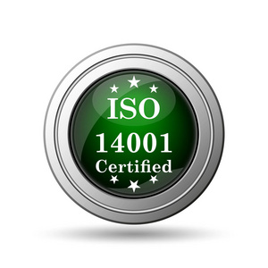 Iso14001 图标。白色背景上的互联网按钮