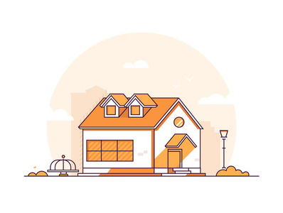 矢量平板式彩色卡通插画手用建筑工具矢量卡通风格房屋装修杂工插画平