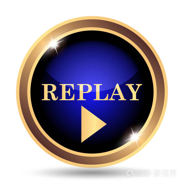 重播图标白色背景上的互联网按钮