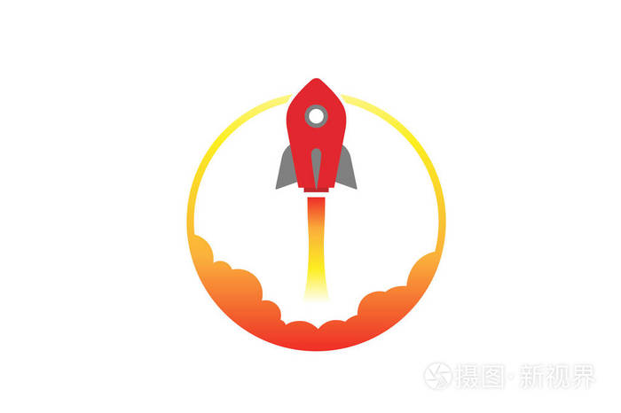 创意红色火箭圈标志设计插图