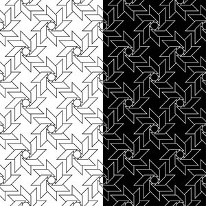 一套几何装饰品。用于 web纺织品和墙纸的黑白无缝模式