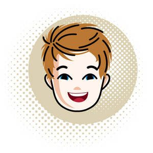 年龄特征矢量红发人物, 正面幼儿面部特征照片