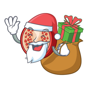 圣诞老人与礼物卡通新鲜的石榴和它的半向量例证