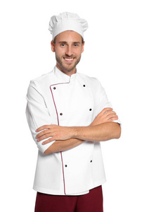 专业厨师穿着制服白色背景
