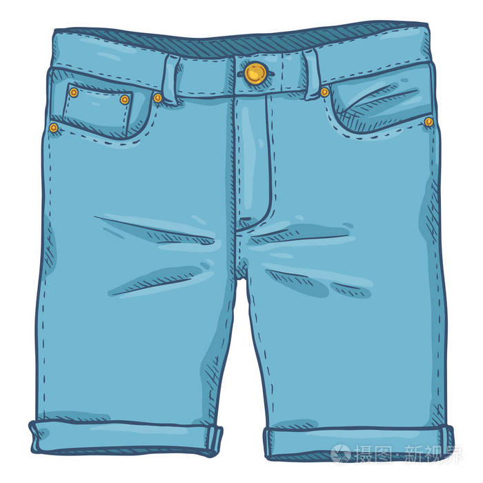 蓝色牛仔牛仔裤短裤白色背景