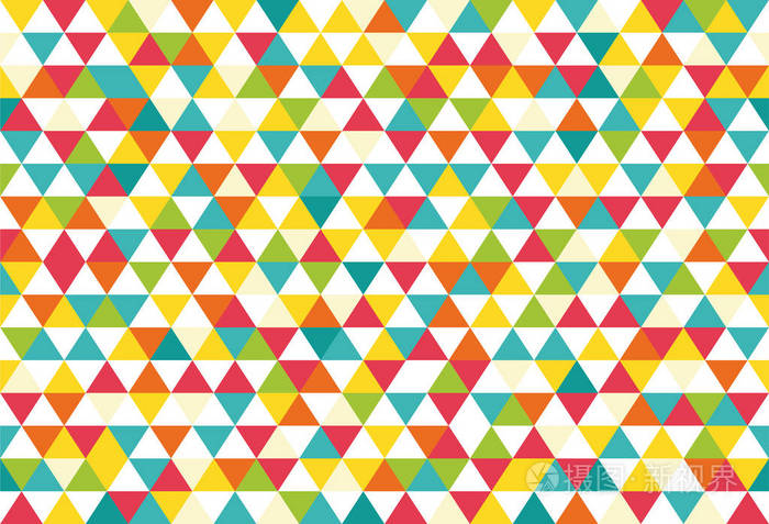 彩色抽象三角形复古纸图案几何马赛克派对背景