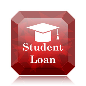 学生贷款图标, 红色网站按钮白色背景