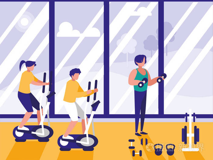 在健身房里纺纱的人