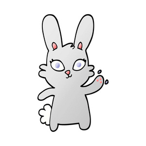可爱的向量梯度例证动画片兔子挥动