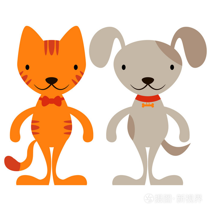 卡通猫和狗插画-正版商用图片09o3s4-摄图新视界