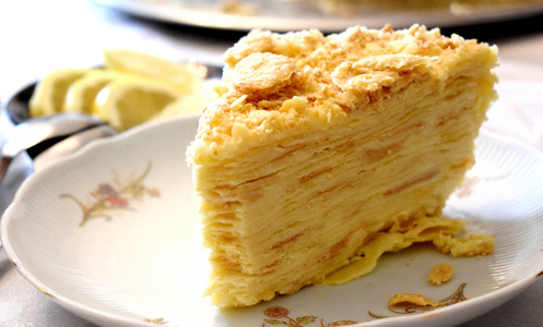 拿破仑自制蛋糕甜点, 柠檬 backgraund照片