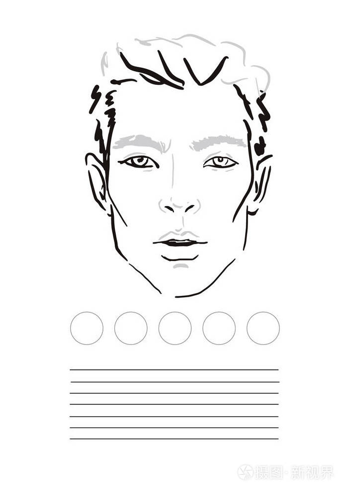 男人的脸图表化妆艺术家空白.模板.矢量图