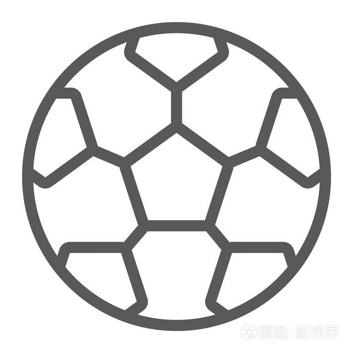 足球球标志, 矢量图形, 一个白色背景的线性模式, eps 10插画-正版