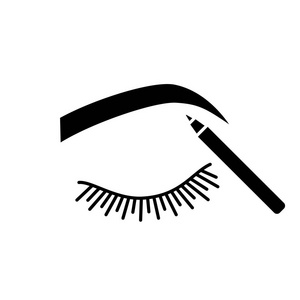 化妆铅笔.眉毛化妆.眉毛轮廓.眉毛铅笔.剪影符号.负空间.