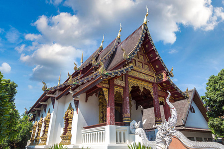 Taem佛教寺庙在清迈, 泰国在夏天的一天